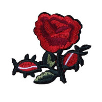 Antsiuvas medžiaginis Rožė 2; 7x8cm