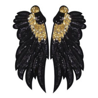 Antsiuvas medžiaginis Sparnai Black Gold; 19x23cm