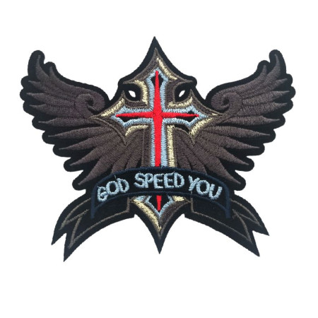 Antsiuvas medžiaginis God Speed You; 10x13cm Antsiuvas medžiaginis God Speed You; 10x13cm