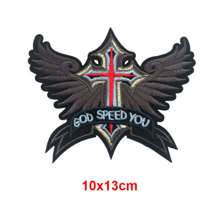 Antsiuvas medžiaginis God Speed You; 10x13cm Antsiuvas medžiaginis God Speed You; 10x13cm