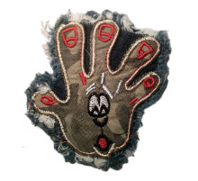 Antsiuvas medžiaginis Hello; 10x11cm