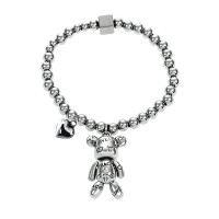 Apyrankė Meškiukas Metal su širdele sidabro spalvos; 17-20cm