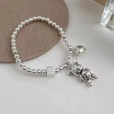 Apyrankė Meškiukas Metal su širdele sidabro spalvos; 17-20cm Apyrankė Meškiukas Metal su širdele sidabro spalvos; 17-20cm