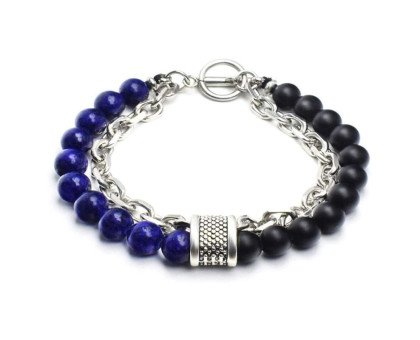 Apyrankė Stone Chain Dark Blue Black; 20cm