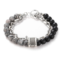 Apyrankė Stone Chain Dark Grey Black; 20cm