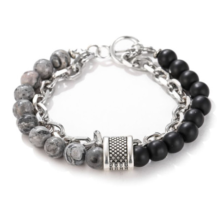 Apyrankė Stone Chain Dark Grey Black; 20cm