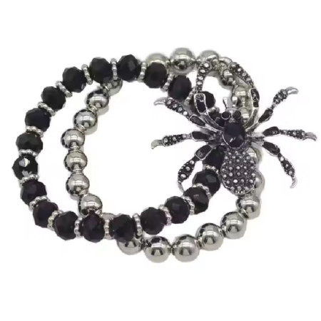 Apyrankė Spider Silver Black; 16-18cm Apyrankė Spider Silver Black; 16-18cm