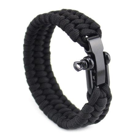 Apyrankė pintos virvės Paracord Black; 21-23cm Apyrankė pintos virvės Paracord Black; 21-23cm