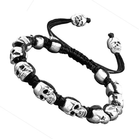 Apyrankė pintos virvės Horizontal Skull; universalaus dydžio Apyrankė pintos virvės Horizontal Skull; universalaus dydžio