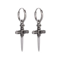 Auskarai Falling Cross sidabro spalvos; 2vnt