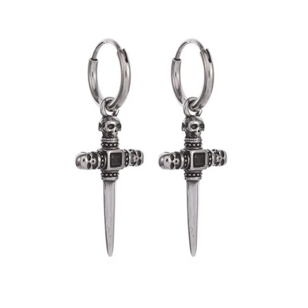 Auskarai Falling Cross sidabro spalvos; 2vnt