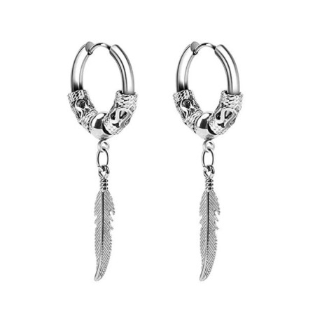 Auskarai Hip Feather sidabro spalvos; 2vnt Auskarai Hip Feather sidabro spalvos; 2vnt