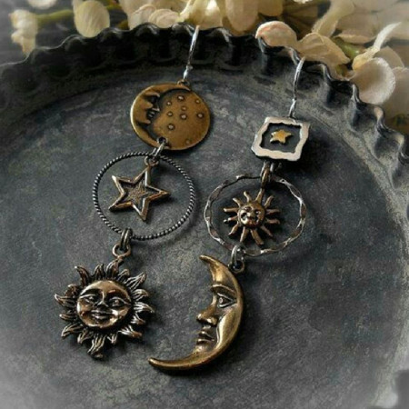 Auskarai Sun and Moon; 2vnt