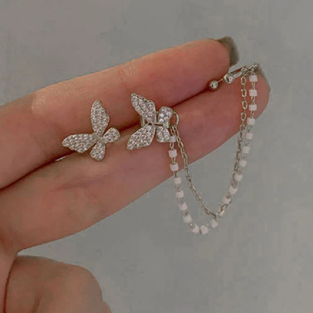 Auskarai Romantic Butterfly Silver; 2vnt