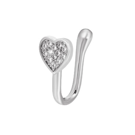 Netikras auskaras į nosį Clip Heart Shine Silver; 1vnt Netikras auskaras į nosį Clip Heart Shine Silver; 1vnt