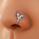Netikras auskaras į nosį Clip Butterfly Silver; 1vnt