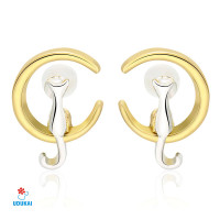 Auskarai Moon Kitty Gold; 2vnt