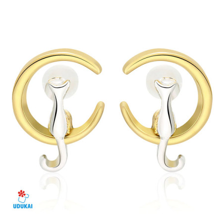 Auskarai Moon Kitty Gold; 2vnt Auskarai Moon Kitty Gold; 2vnt