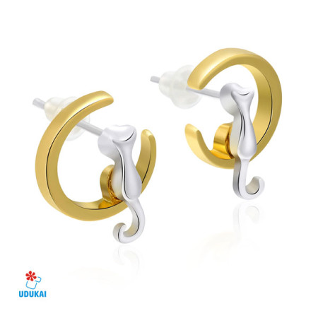 Auskarai Moon Kitty Gold; 2vnt Auskarai Moon Kitty Gold; 2vnt