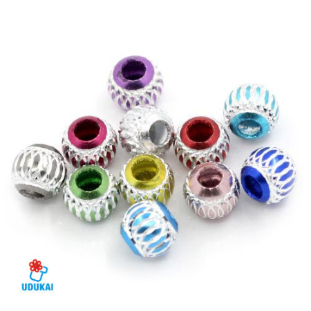 Karoliukas metalinis Alu 3/8cm; įvairių spalvų Karoliukas metalinis Alu 3/8cm; įvairių spalvų