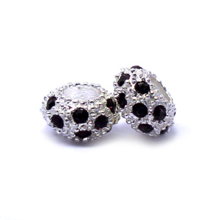 Karoliukas White Kristal BL su juodais kristalais; 5.5/12mm Karoliukas White Kristal BL su juodais kristalais; 5.5/12mm