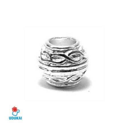 Karoliukas metalinis sidabruotas Tunelis 09522; 4.6/10mm Karoliukas metalinis sidabruotas Tunelis 09522; 4.6/10mm