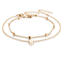 Kojos papuošalas grandinėlės Mini Heart Plus Gold; 2x29cm