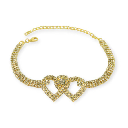 Kojos papuošalas grandinėlė Heart Duo Gold; 17-30cm Kojos papuošalas grandinėlė Heart Duo Gold; 17-30cm