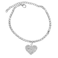 Kojos papuošalas grandinėlė Heart Shine Silver; 20-31cm