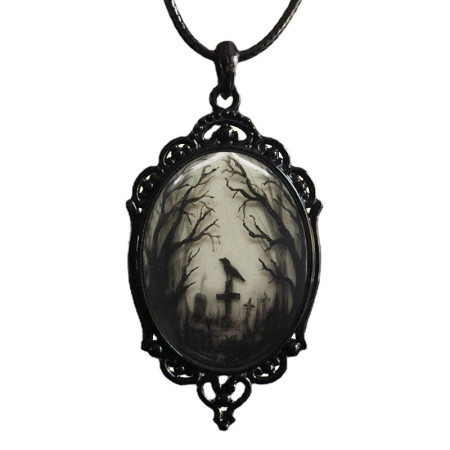 Kaklo papuošalas Gothic Morning Crow Black; 65x38mm Kaklo papuošalas Gothic Morning Crow Black; 65x38mm