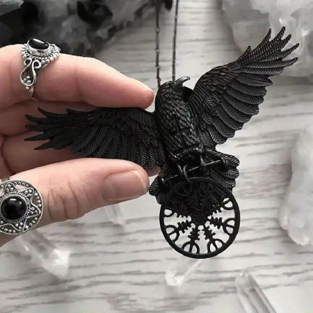 Kaklo papuošalas Kranklys Corvus Black; 57x40mm Kaklo papuošalas Kranklys Corvus Black; 57x40mm