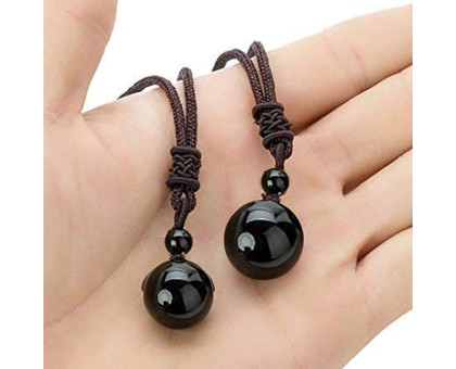 Kaklo papuošalas natūralaus akmens Obsidian Black; 12mm, 16mm