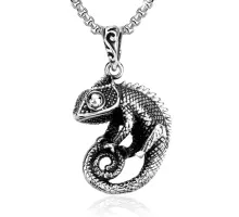 Kaklo papuošalas Chameleonas sidabro spalvos; 27x35mm