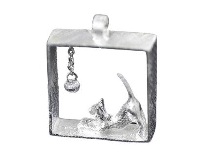 Kaklo papuošalas Square Silver Cat; 23x23mm