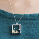 Kaklo papuošalas Square Gold Cat; 23x23mm