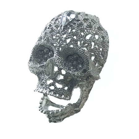 Kaklo papuošalas 3D Skull balto sidabro spalvos; 5.5x4cm Kaklo papuošalas 3D Skull balto sidabro spalvos; 5.5x4cm