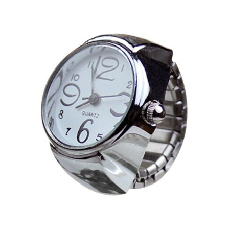 Laikrodis žiedas Time White, kvarcinis; universalaus dydžio Laikrodis žiedas Time White, kvarcinis; universalaus dydžio