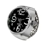 Laikrodis žiedas Time Black, kvarcinis; universalaus dydžio