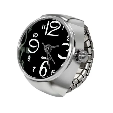 Laikrodis žiedas Time Black, kvarcinis; universalaus dydžio