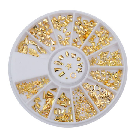 Kristalai nagų puošybai Gold Ornament; 1-4mm Kristalai nagų puošybai Gold Ornament; 1-4mm
