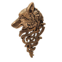 Segė Vilkas aukso spalvos, 3.2x5.4cm