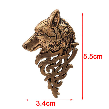 Segė Vilkas aukso spalvos, 3.2x5.4cm Segė Vilkas aukso spalvos, 3.2x5.4cm