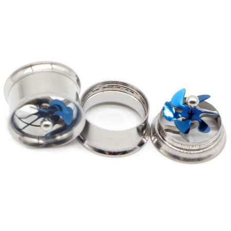 Auskarai tuneliai Propeller Blue Silver, 2vnt; 8mm, 10mm, 12mm