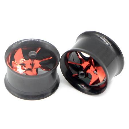 Auskarai tuneliai Propeller Red Black, 2vnt; 8mm, 10mm, 12mm