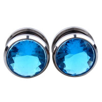 Auskarai tuneliai Diamond Blue, 2vnt; 6mm, 8mm, 10mm, 12mm, 14mm, 16mm