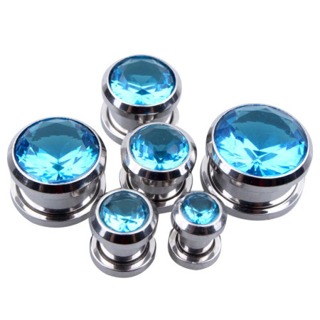 Auskarai tuneliai Diamond Blue, 2vnt; 6mm, 8mm, 10mm, 12mm, 14mm, 16mm