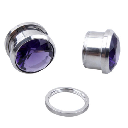 Auskarai tuneliai Diamond Purple, 2vnt; 6mm, 8mm, 10mm, 12mm, 14mm, 16mm