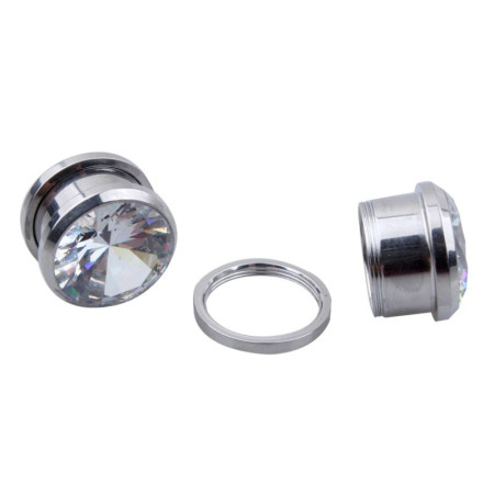 Auskarai tuneliai Diamond White, 2vnt; 6mm, 8mm, 10mm, 12mm, 14mm, 16mm