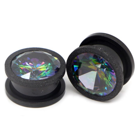 Auskarai tuneliai Diamond Black Plus, 2vnt; 8mm, 10mm, 12mm, 14mm