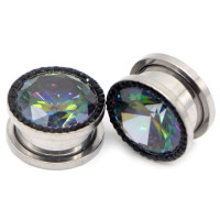 Auskarai tuneliai Diamond Black Rainbow, 2vnt; 8mm, 10mm, 12mm, 14mm